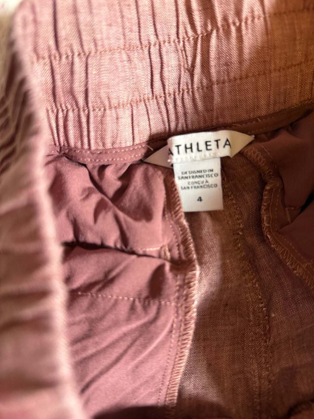Athleta Cabo Linen Joggers, Dusty Rose/Mauve, Women's Size 4
